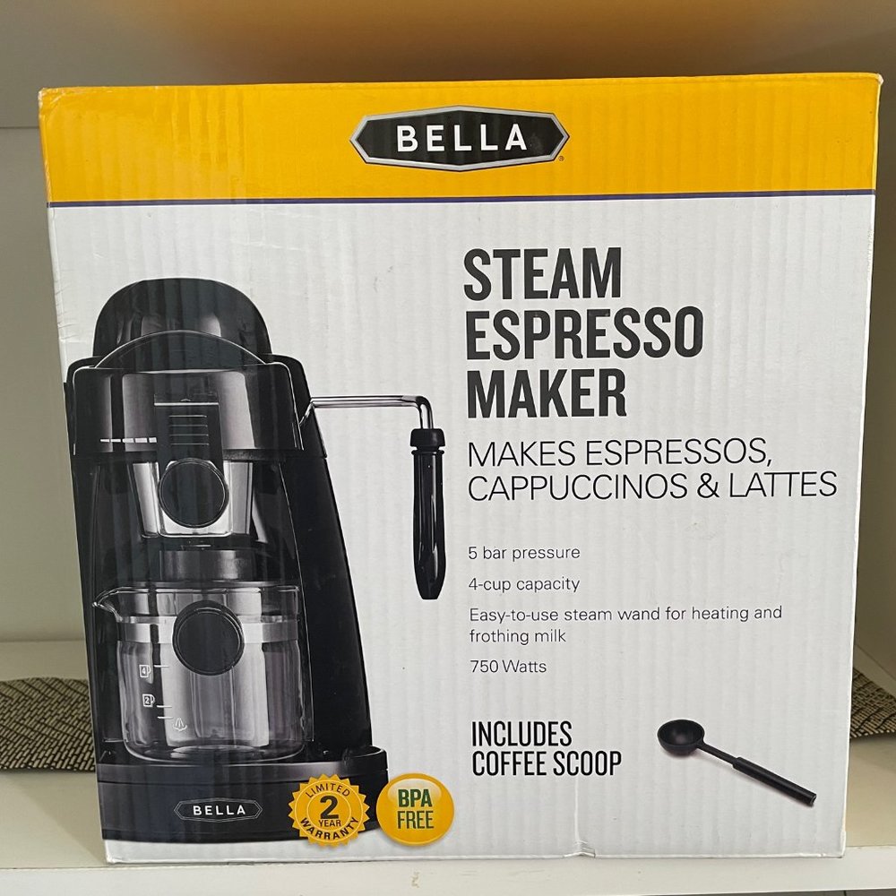 Bella Houseware Steam Espresso Maker! Never Used! Original Box and Packaging
